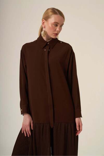 FTZ WOMEN Women's Chiffon Detail Suit Brown 31331
