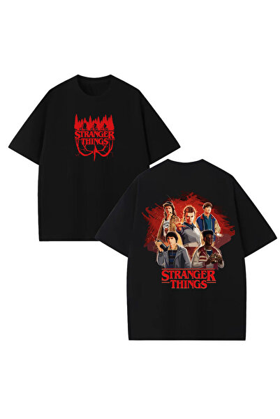 STİL-X Stranger Things Baskılı Unisex %100 Pamuklu Oversize T-shirt