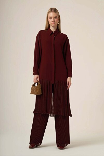 FTZ WOMEN Women's Chiffon Detail Suit Plum 31331