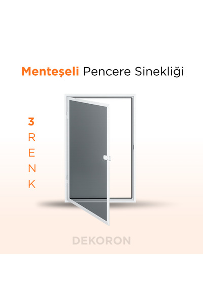 DEKORON Menteşeli Pencere Sinekliği Özel Ölçü Üretim Alüminyum Çerçeve 50x100...