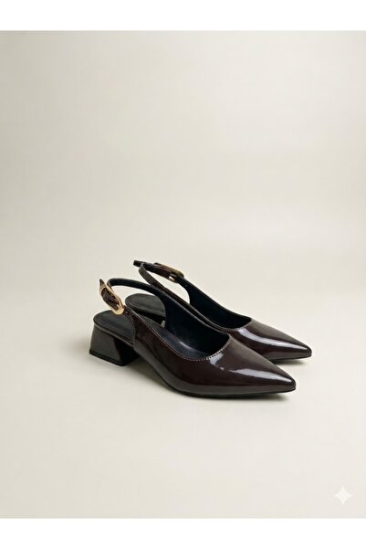 LastStep Beige Patent (Patent Leather) Slingback Heeled Shoes