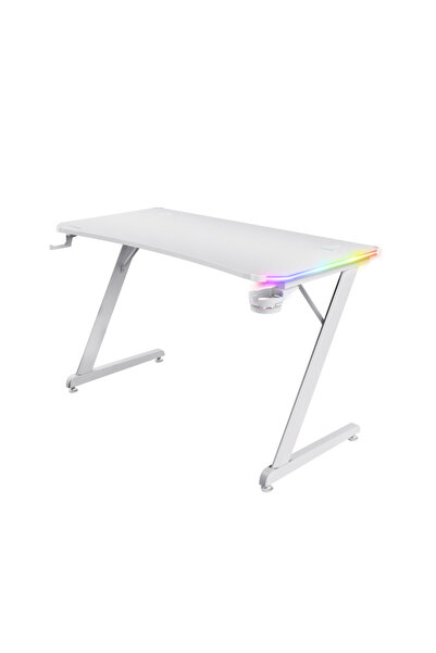Trust GXT 709W Luminus RGB Birou de gaming, Alb, Sarcină maximă 150 kg