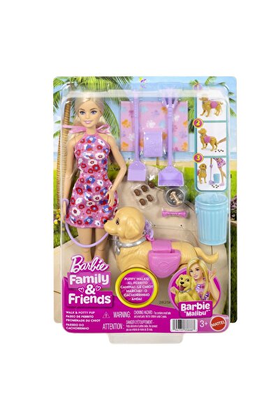 mattel Σετ Οικογένεια και Φίλοι της Barbie, Κούκλα Barbie Malibu με σκύλο για...