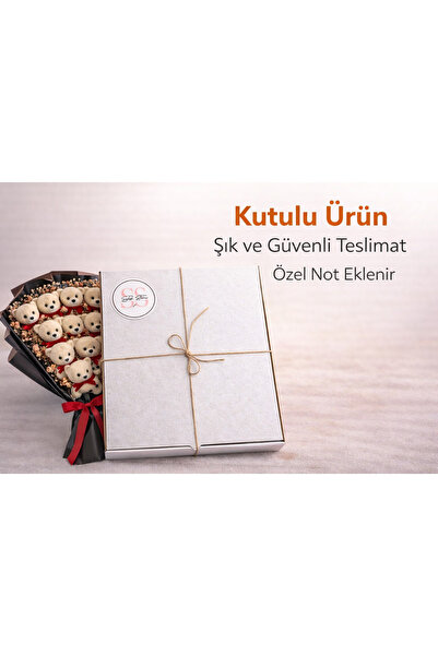 Salish Dev Işıklı Ayıcık Buketi, Renk Seçenekli, Özel Kutusunda Gönderim, Sev...