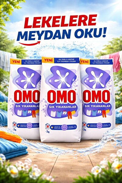Omo Sık Yıkananlar Beyaz Ve Renkliler İçin Toz Deterjan 3 x 3 kg