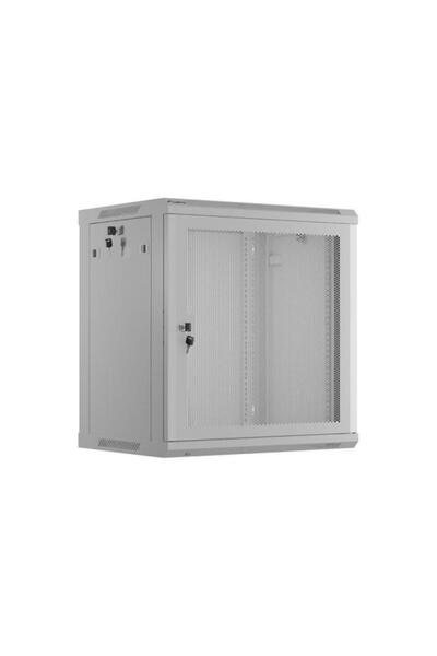 Lanberg 19-инчов стенен рак шкаф 12U 600x450 мм, с перфорирана врата, сив, ра...