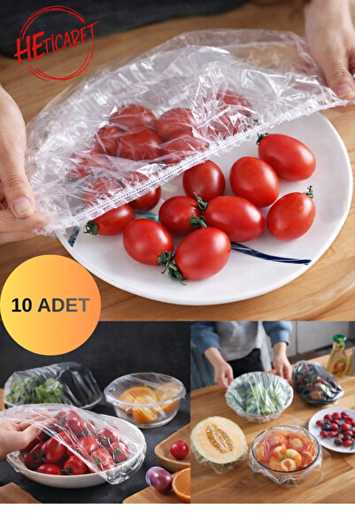 HETicaret 10 Adet Gıda Bonesi Lastikli Tazeliği Koruyan Tencere Tabak Esnek S...