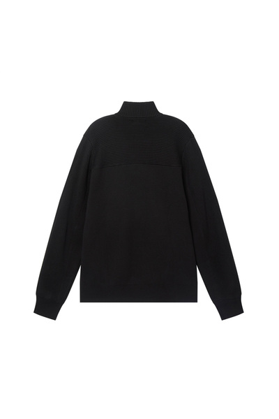 Giordano Men's Full-Zip Mock Neck Textured Knit Cardigan