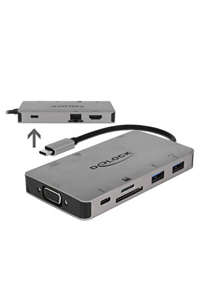 DELOCK Docking Station USB-C la HDMI 4K / VGA / USB 3.1 / SD / LAN / PD 3.0, ...