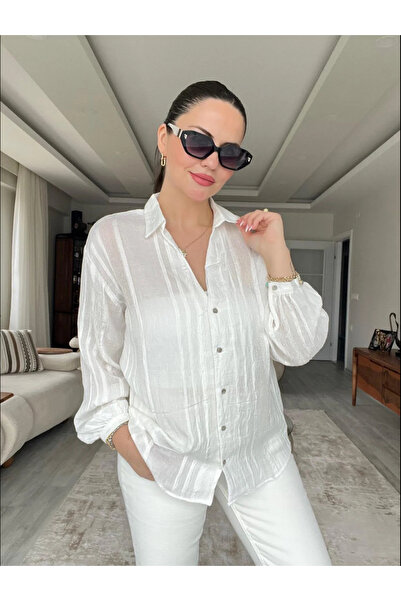 jöns since 1997 Women's V-Neck Textured Cotton Comfortable Seasonal Shirt