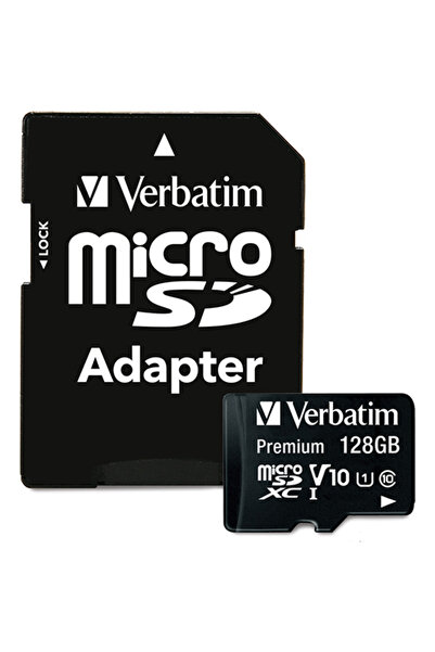 Verbatim Memory Card microSDXC Premium 128GB, Class 10, UHS-I U1, V10 + Adapt...