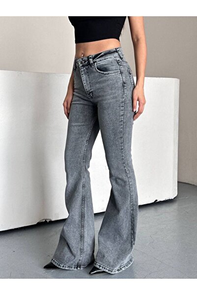 DENİKK Trend Wi̇de Leg Spanish-Waisted Lycra Stretch Fabric Denim Jean Pants