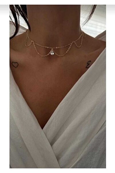 8atelier Drop Stone Detail Gold Necklace