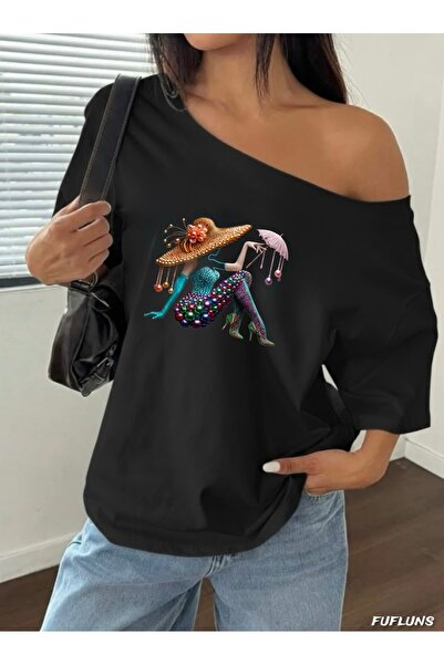 FUFLUNS ΓΥΝΑΙΚΕΙΟ ΜΠΛΟΥΖΑΚΙ ΜΕ ΣΧΕΔΙΑ ΜΑΡΓΑΡΙΤΑΡΙΩΝ, ΜΕ ΣΤΑΜΠΑ, ΥΠΕΡΜΕΓΕΘΕΣ, ...