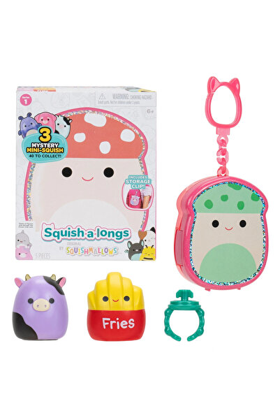 NW NessiWorld Squish-A-Longs 3 Figures + Surprise Package with Ring Bag Series 1