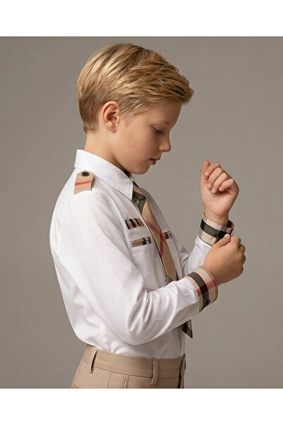 melisam.msg Πουκάμισο για αγόρια 100% βαμβακερό με γραβάτα