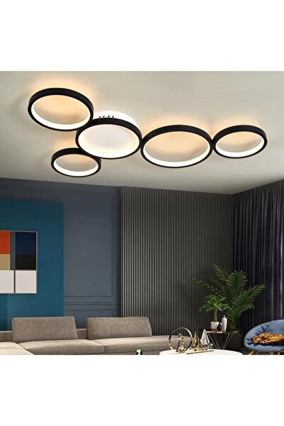 DEFNE AVİZE Basel Siyah Kasa Günışığı Ledli Modern Ledli Avize