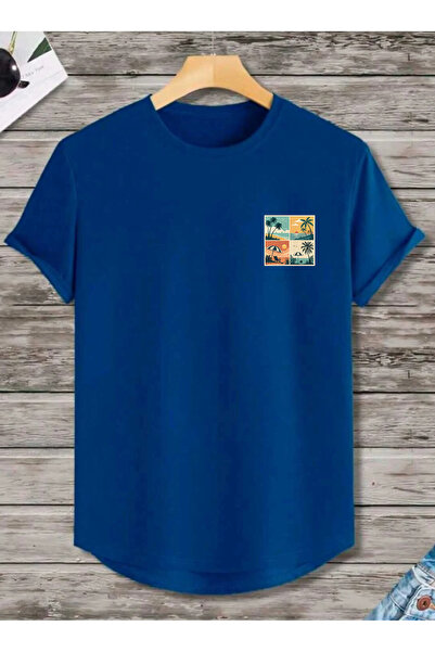 SUNFREE Retro Sunset Printed Oval Skirt Cotton Regular Summer Unisex Tshirt