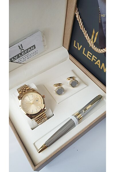 NO BRAND طقم هدايا رجالي فاخر ماركة ساعة + كبكات + قلم