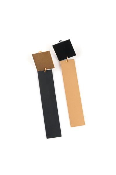 Meli Melo Paris Cercei lungi geometrici negru-auriu