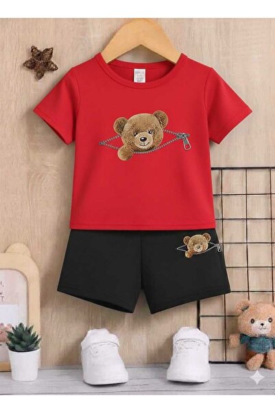 Nice Clothes Summer Children's T-Shirt Shorts Unisex (Bear Print)