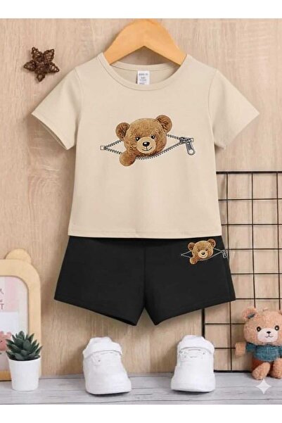 Nice Clothes Summer Children's T-Shirt Shorts Unisex (Bear Print)