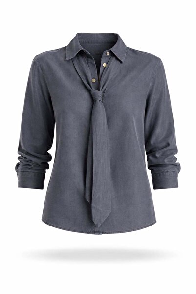 5in1Canpolat Τζιν πουκάμισο με ανθρακί ζώνη