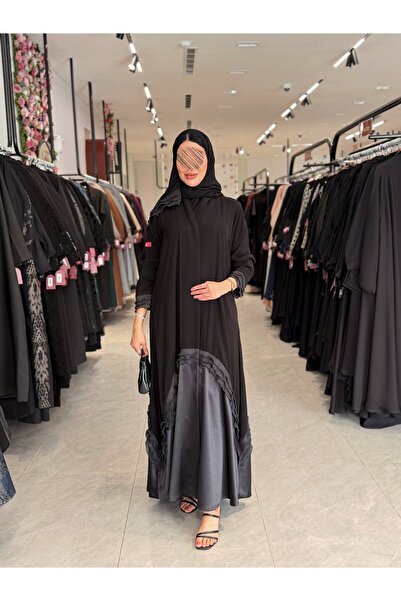 dar laha abaya عباية D992 - تصميم نصف واسع من قماش الكريب الملكي مع كشكشة في ...