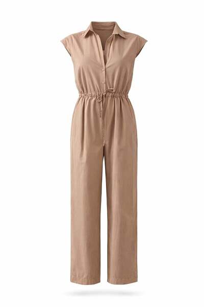 5in1Canpolat Mink Shirt Collar Sleeveless Jumpsuit 1008