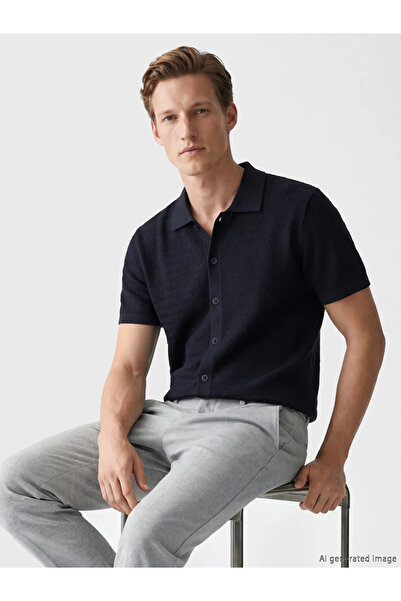 LC Waikiki SOUTHBLUE Lacivert Polo Yaka Erkek Triko Hırka