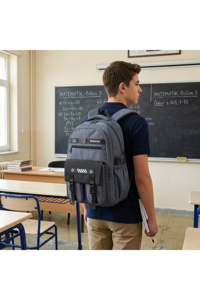Relaxion Ergonomic Large Size Multi-Compartment High School University Daily Travel Backpack with Spine Support
