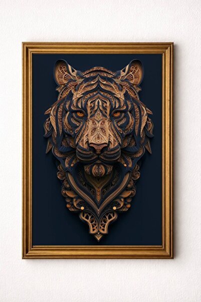 BuzzDesigns Modern Geometrik Kaplan Figürlü Lüks Premium Dekoratif Duvar Tabl...