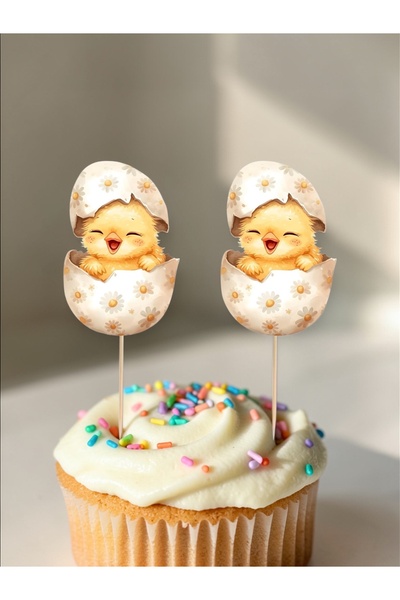 Sinem Gift Civciv Konseptli Pasta Süsü - Doğum Günü 8 li Cupcake Süsü - Civci...
