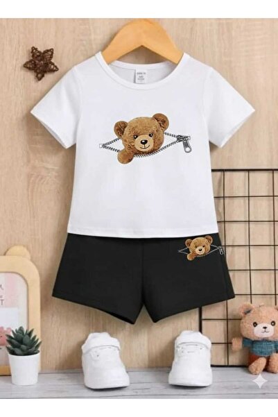 Nice Clothes Summer Children's T-Shirt Shorts Unisex (Bear Print)