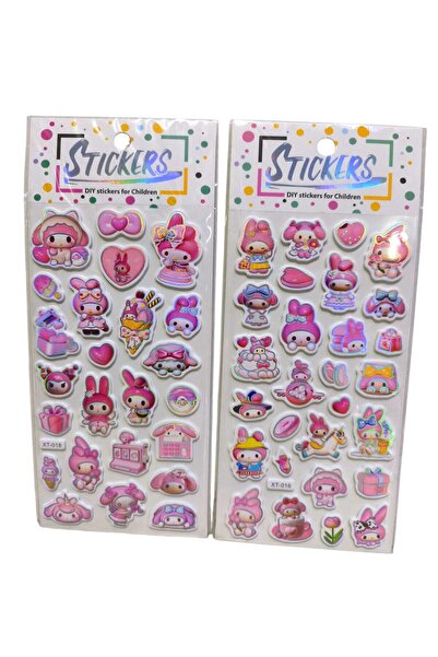 izmir yazici servis Kuromi My Melody Sticker Seti 2 Pakette Toplam 52 Kabartm...