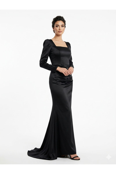 Midnight Elegance Siyah Uzun Abiye Elbise