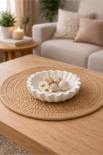 Ev Dekoru / Dalgalı Dekoratif Kase Masa Aksesuarı (15 cm)