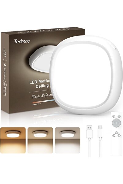 Lamp Plafonieră LED Reîncărcabilă – 12000mAh, Senzor Mișcare, 3 Culori, Telec...