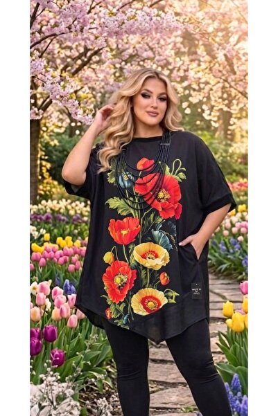 styleFlex Oversized cotton blouse/t-shirt with 3D floral print