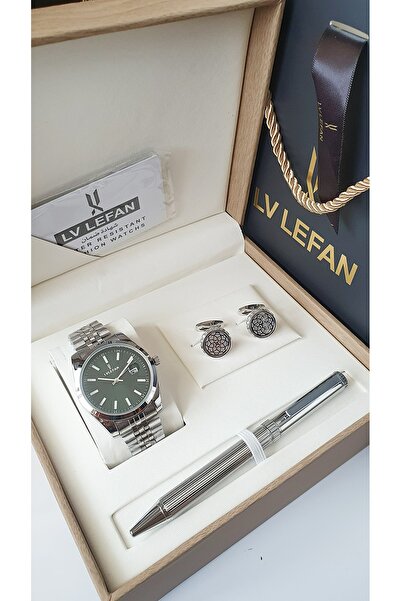 NO BRAND طقم هدايا رجالي فاخر ماركة ساعة + كبكات + قلم