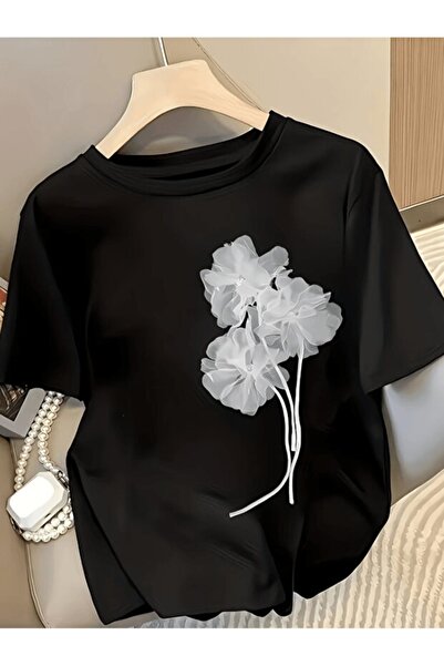 one button Μπλουζάκι Premium Oversize με στάμπα λευκής μαργαρίτας. Μπλουζάκι ...