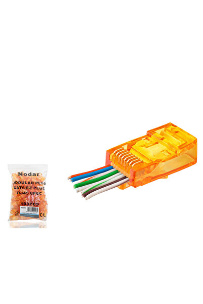 Epilons موصل Cat6 Ez Rj45 - 100 قطعة باللون البرتقالي / حزمة اقتصادية من أكيا...