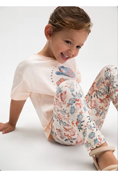 MAYORAL Li̇mi̇ Girl's Soft Textured Flexible Tights and T-Shirt 2-Piece Set