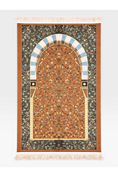 Deniz Elmasları Ravza Pattern Mihraplı Floral Motif Chenille Prayer Rug – Non...