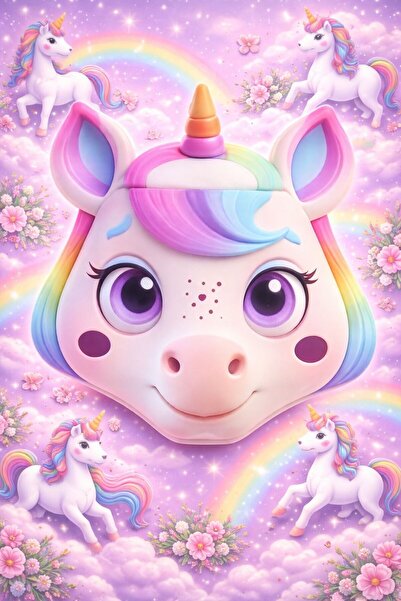hamiyetkirtasiye Unicorn 3 Boyutlu Şekilli Dokulu Özel Resim Defteri