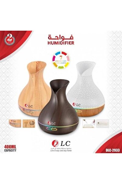 DLC جهاز ترطيب الهواء وناشر عطر بسعة 400 مل مع إضاءة LED بـ7 ألوان - تصميم خش...