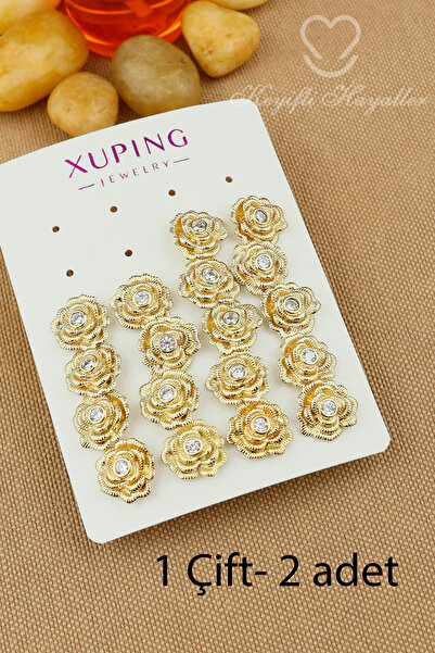 Keyifli Hayaller Xuping Vip Küpe - Xuping Taşlı Gül Model Xuping 14K Çivi Küp...