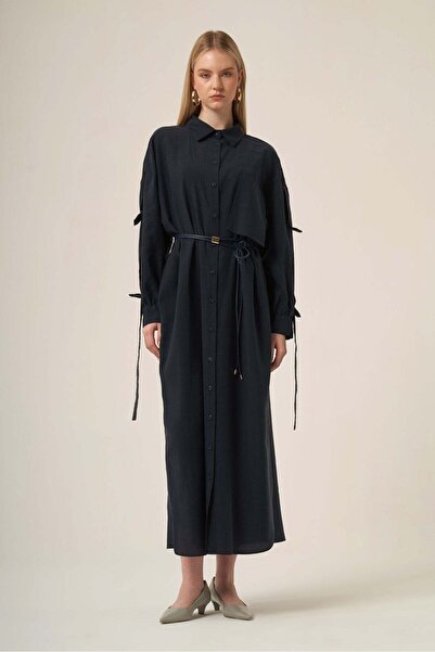 FTZ WOMEN Γυναικείο φόρεμα Canapos με καπάκι σε μπλε ναυτικό 31323