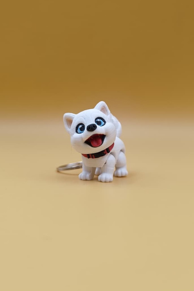 Rodopiva Cute Siberian Husky Dog Movable Keychain Bag Ornament Charm