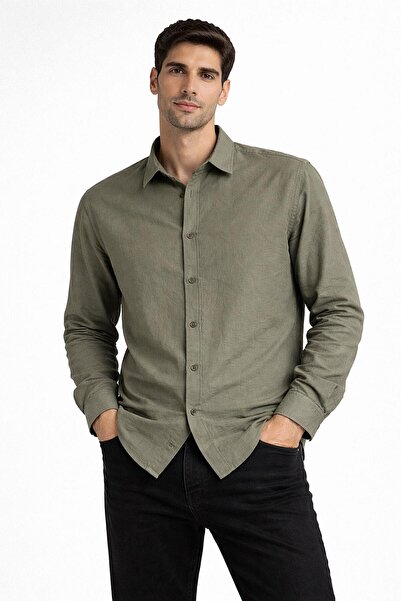 CLASSİCS MEN Ανδρικό βαμβακερό κανονικό φαρδύ μακρυμάνικο πουκάμισο Huffa 7587